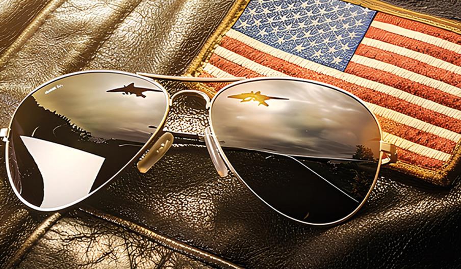 Picture of leather jacket with aviator glasses