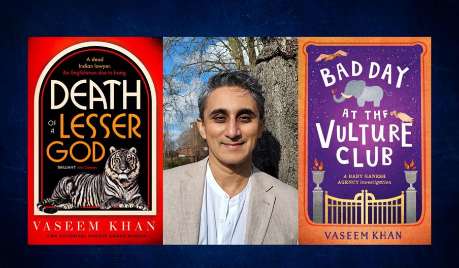 Vaseem Khan with book covers