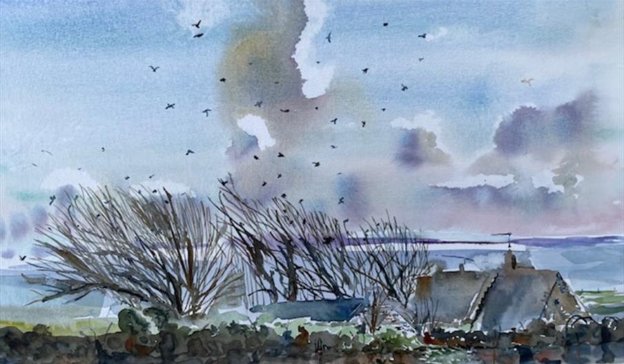 Cloud scene in watercolour