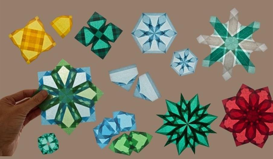 Image of colourful transparent paper ornaments