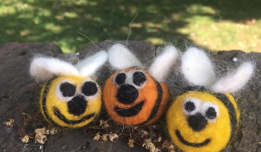 3 felted bees