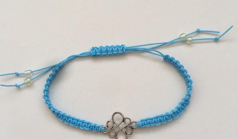 Blue macramé bracelet