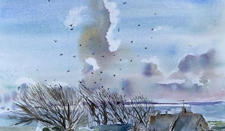 Watercolour painting of clouds