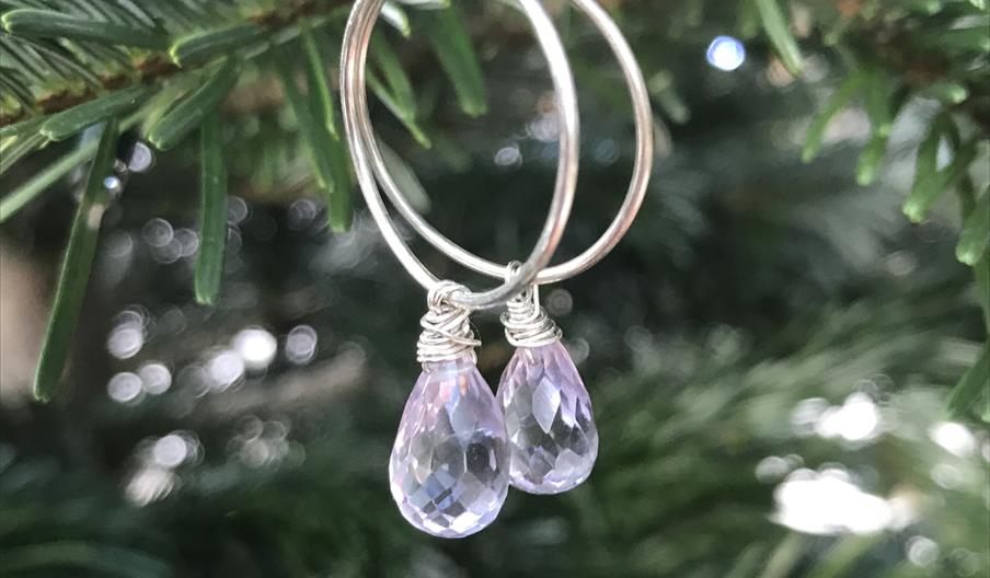 Crystal earrings on tree