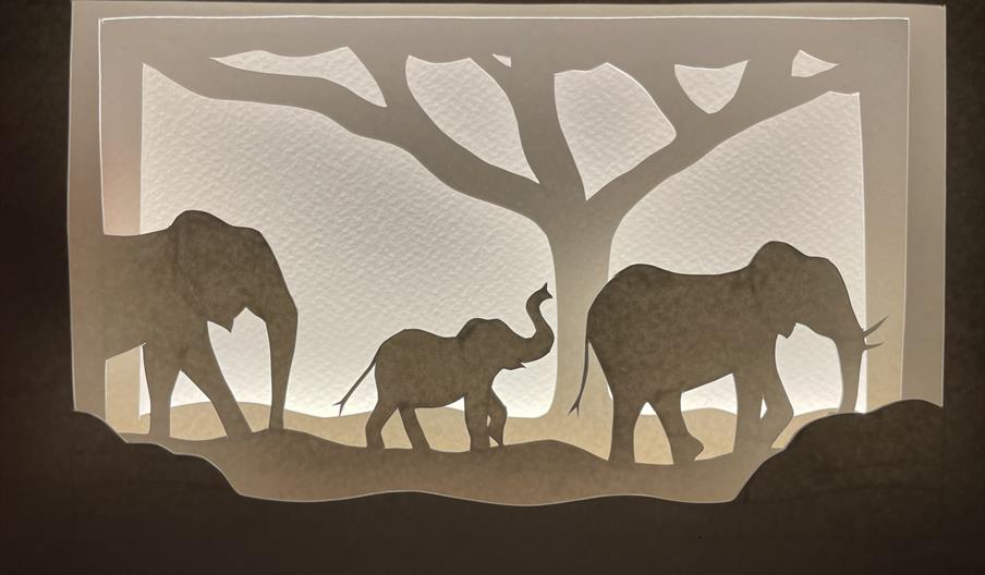 Papercut elephants