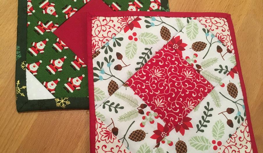 Festive hand quilted coasters