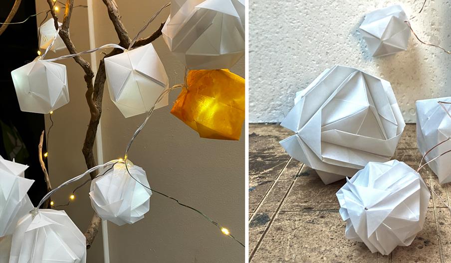 beautiful origami lit lantern garland