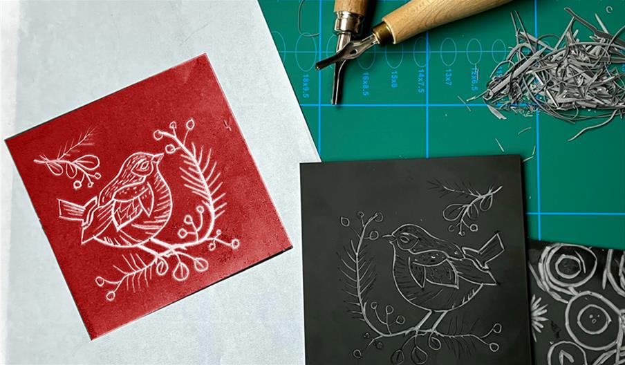 Linocut Christmas card workshop
