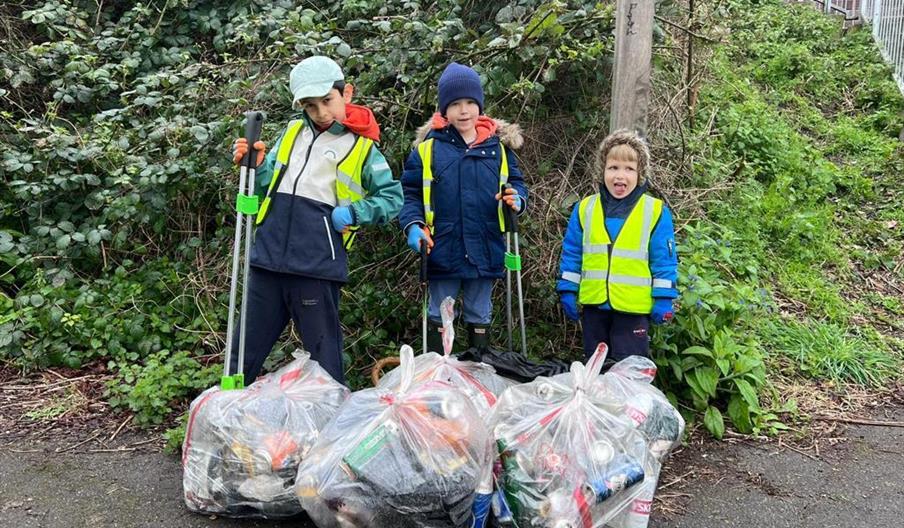 Children litter picking