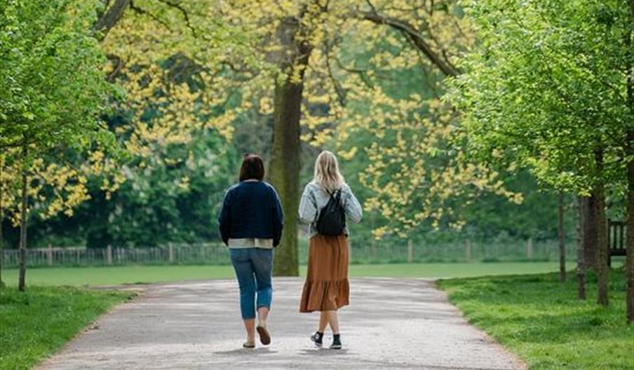 Two women walking