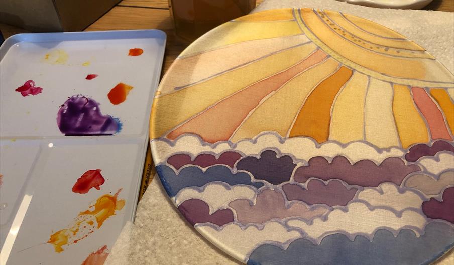 Painted silk suncatcher