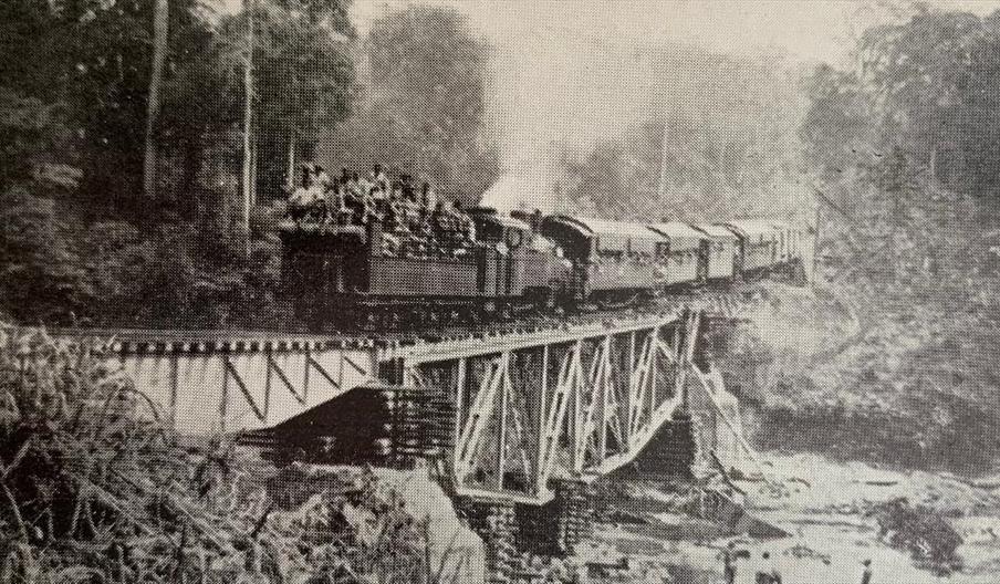 Train carrying troops