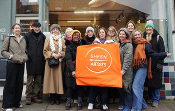 A selection of Sheen Artists that are exhibiting their work during the art trail, outside Sheen Pottery, just one of the many fantastic participating