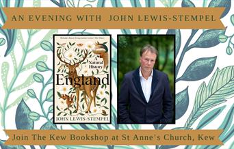 Image of book cover, author photo and event details