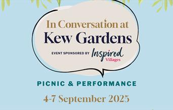 Image shows logo for In Conversation at Kew Gardenss