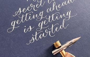 Calligraphy pen and paper