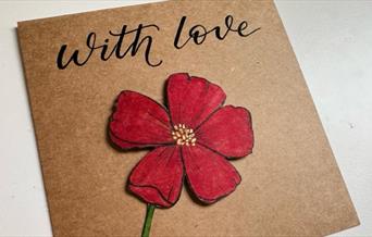 Calligraphy and Red Flower