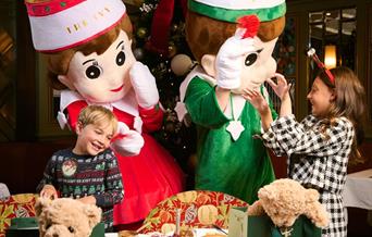 Two children having festive fun.