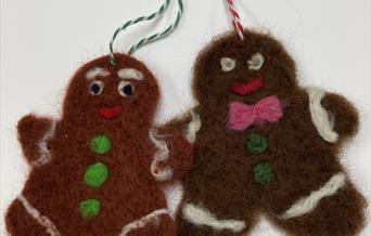 2 felted gingerbread men
