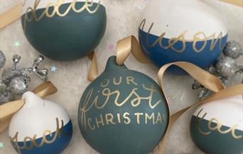 Baubles with calligraphy writing