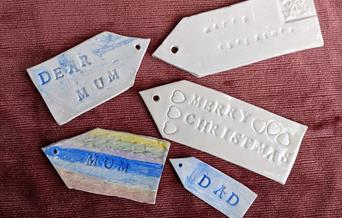 A selection of ceramic Christmas decorations