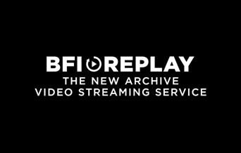 The words 'BFI Replay, The New Archive Streaming Service' written in white against a black background.