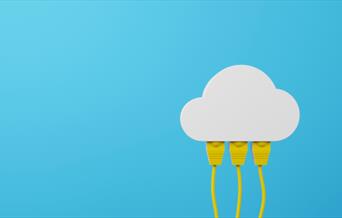 Cloud with 3 USBs plugging in.