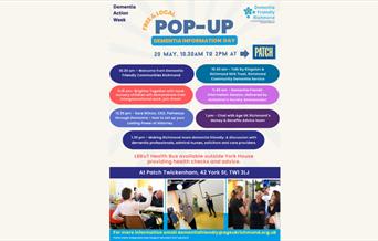 A poster listing a schedule for a Dementia event