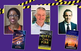 "Authors are shown above their respective book covers, set against a plain background. From left to right: Nicola Williams with 'Killer Instinct', Gra