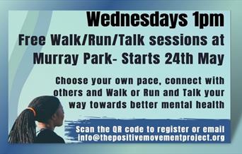Poster with description of free weekly Walk/Run/Talk sessions