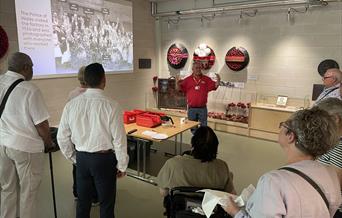 A group enjoying The Poppy Factory's visitor centre