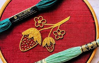 Introduction to Goldwork Strawberries