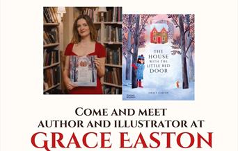 Photo of author and cover of book