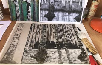 Sample of linocut landscape