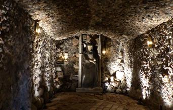 A front shot of Pope's grotto inside historic place