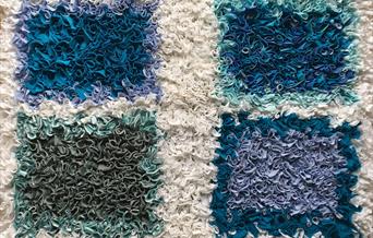 Rag rug in blues and whites