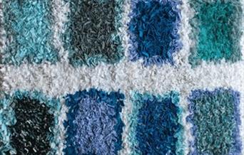 Rag rug in blues and white