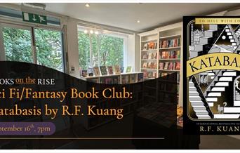 Image of Katabasis next to SCI FI FANTASY BOOK CLUB 16th of September
