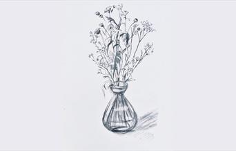 Hand drawn vase of flowers