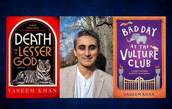 Vaseem Khan with book covers