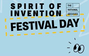 Blue background with text reading 'Spirit of Invention Festival Day'