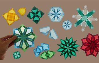 Image of colourful transparent paper ornaments