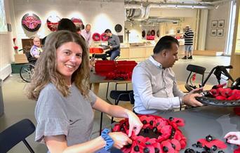 Wreath making at the Poppy Factory