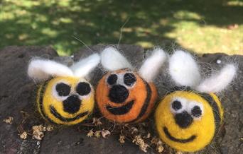 3 felted bees