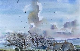 Watercolour painting of clouds