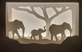 Papercut elephants