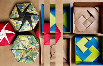 colourful hand made origami paper boxes