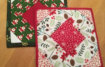 Festive hand quilted coasters