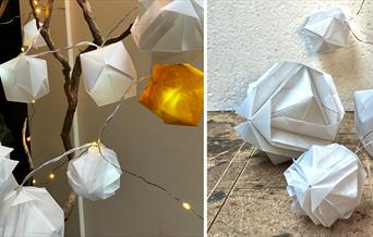 beautiful origami lit lantern garland