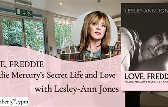 picture of lesley ann jones next to love freddie cover